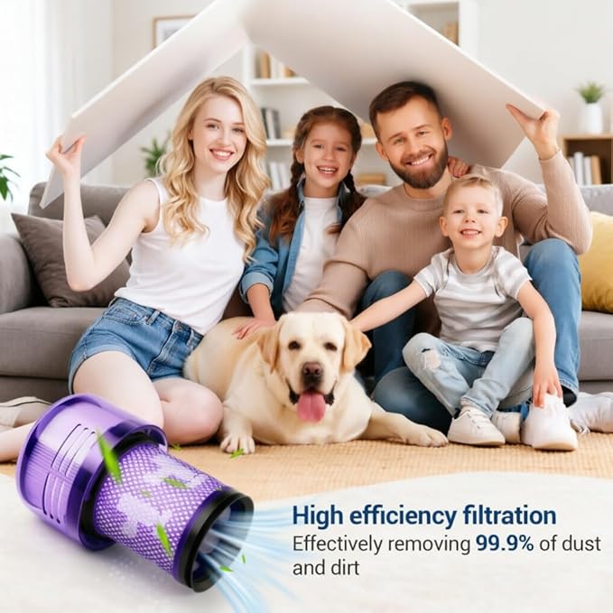 4-PACK Filter Replacements for Dyson V12 Detect Slim Cordless Vacuum and V12 Slim Vacuums - Comparable to Part 971517-01 (Excludes SV12 & V15 Vacuum Models)