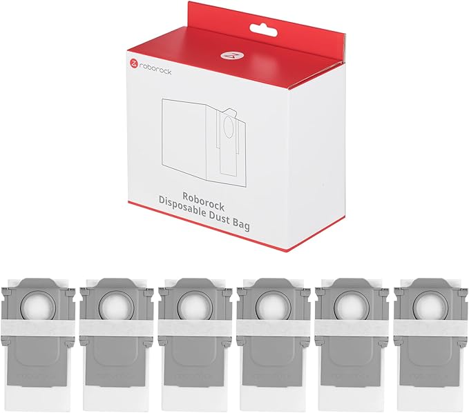 Roborock 6-Pack Disposable Dust Bags for Robot Vacuum Cleaner S8 Pro Ultra, S7 Max Ultra, S7 MaxV Ultra, S8+, Q5 Max+, Q5 DuoRoller+, Q5 Pro+, Q7 Max+, Q8 Max+, Q5 Max+, Q5+, Q10 S5+, Q10 X5+, Q7 M5+