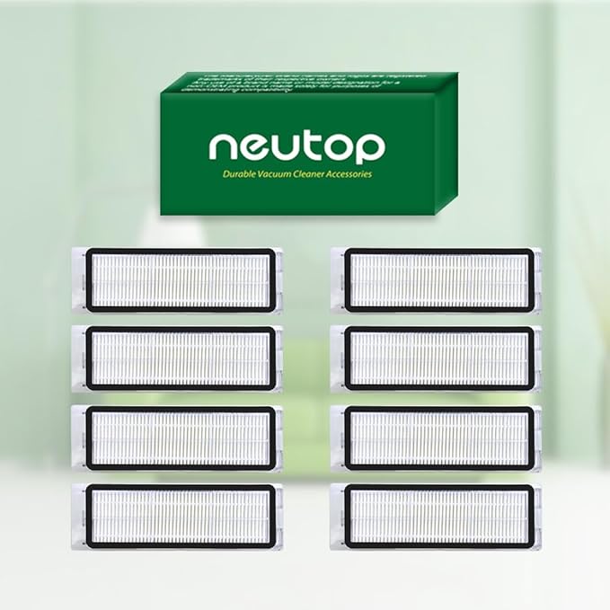 Neutop Replacement Filters Parts, Compatible with Roborock Q5 Q5+ Q5 Plus Robot Vacuums Cleaner Replacement Spare Parts Accessories, 8-pack.