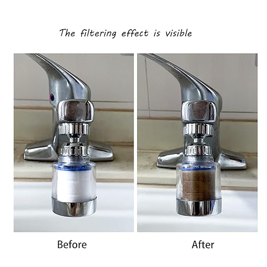 360-Degree Rotating Faucet Filter Sink Water Faucet Filter Water Purifier Faucet Filter Purifier for Kitchen and Bathroom,Removes Heavy Metals and Hard Water(Blue)