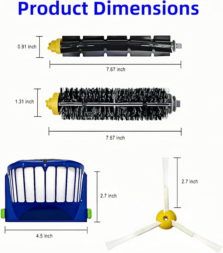 For Roomba 600 Series Replacement Parts 32Pcs, Combo Kit with Side Brush and Filters,Brushroll for Pet Hair Carpets Hard Floors, Compatible with iRobot 600 610 620 630 650 675 680 690 692 694 500 595