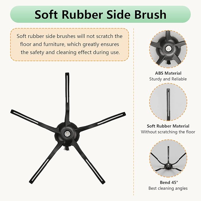 Replacement Parts Fit For Roborock Q7 Q7+ Q7 Max Q7 Max+ Plus Robot Vacuum Cleaner Accessories Kits. Rubber Main Roller Brush, HEPA Washable Filter, Side Brush, Reusable Robotic Vacuum Cleaner Parts.