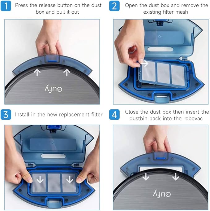 Replacement Parts for eufy robovac 11S, 12, 15T, 15C, 25C, 30, 30C, 35C Slim Carpet Robotic Vacuum Cleaner Hepa Filter Pre-filter Roller Brush Spin Side Brushes Attachment (with Pre-Filter)