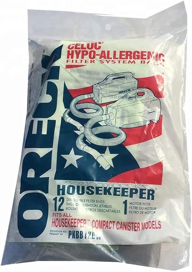 Compatible with oreck vacuum bag Type bb Compact Canister Bags (12 Pack With Motor Filter) PKBB12DW