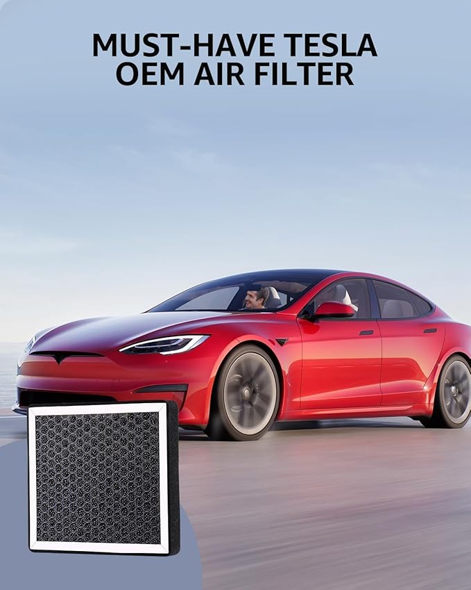 BASENOR 2026 Upgrade Tesla Model S Model X Cabin Air Filter HEPA Replacement Filter Activated Carbon (Proprietary Design) Tesla Model S Plaid Model X Plaid Accessories 2022-2026