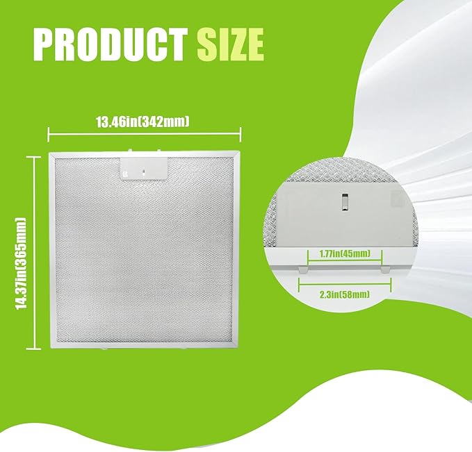 2-Pack WA0575 Range Hood Filter 14.4" x 13.5" x 0.35" Replacement Compatible with Vissani 30-Inch Wall Mount Hood, 5-Layer Aluminum Mesh Grease Filter