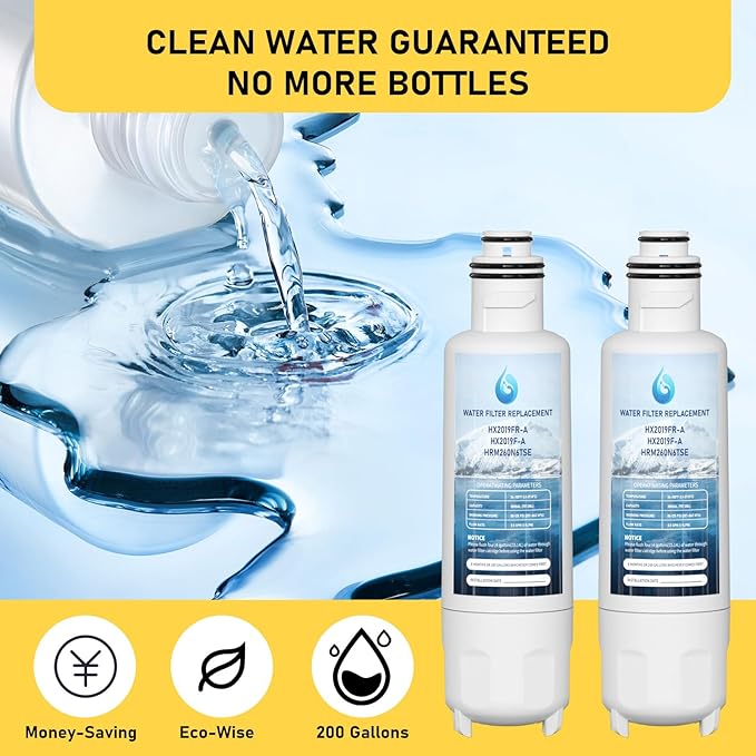 HX2019F-A HX2019FR-A Water Filter Replacement, Compatible With Hisense HRM260N6TSE, HRFD560SW, HRCD585BW, HRFD634BW, HRCD650BW, HRCD586TBWB and Mora MRM260N6TSE 3 Pack