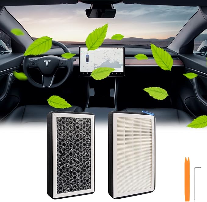 Tesla Cabin Air Filter HEPA, Air Condition Replacement with Activated Carbon for Model 3 & Y (2016-2023) Upgraded Version