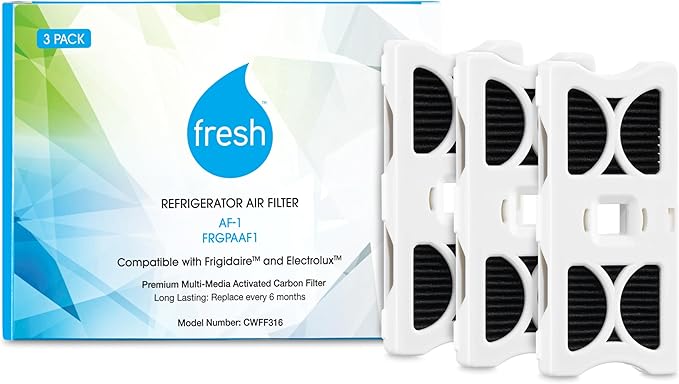 FRESH AF-1 Refrigerator Air Filter Replacement for Frigidaire - Compatible with Models: AF-1, FRGPAAF1, RAF-1 - Advanced Carbon Filter Technology - (3 Pack) Air filter by MIST