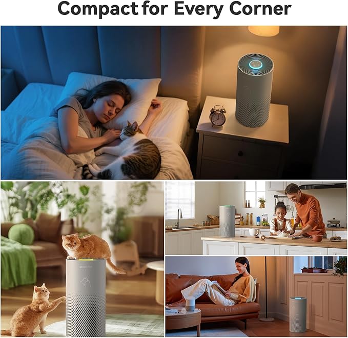 Afloia Air Purifiers for Home Pets with 5 Stage HEPA Filter, Washable Pre Filter Air Cleaner for Bedroom Large Room Up to 1076 Ft², Remove Pet Fur Hair Dander Smoke Odor Dust Mold Pollen Allergen