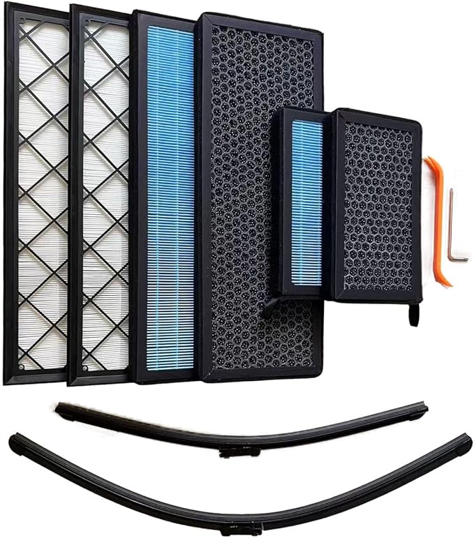 Tesla Model Y Cabin Air Filter Set, 6-Pack HEPA and Mesh Filters, 2 windshield wipers, 2020-2025 Compatible, OEM Fit