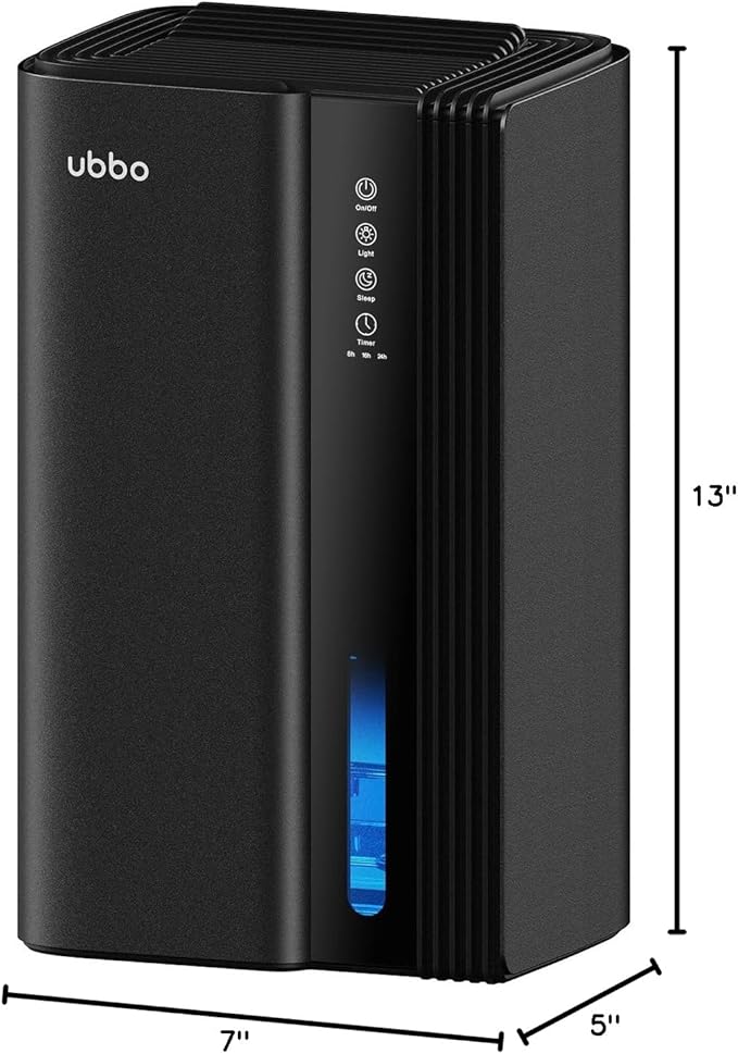 95oz Dehumidifiers for Home, 1000 Sq.Ft Dehumidifier with Drain Hose - Auto Shut Off, Timer, Sleep Mode & Drain Hose - 7 Color Light for Bedroom, Bathroom, RV - Black