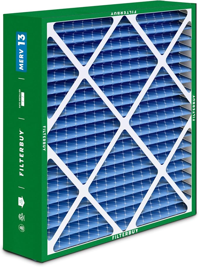 Filterbuy 16x22x5 Air Filter MERV 13 Optimal Smoke & Allergy Defense (4-Pack), Pleated HVAC AC Furnace Filters for Amana, Coleman, Goodman, York, and More (Actual Size: 15.38 x 21.88 x 5.25)
