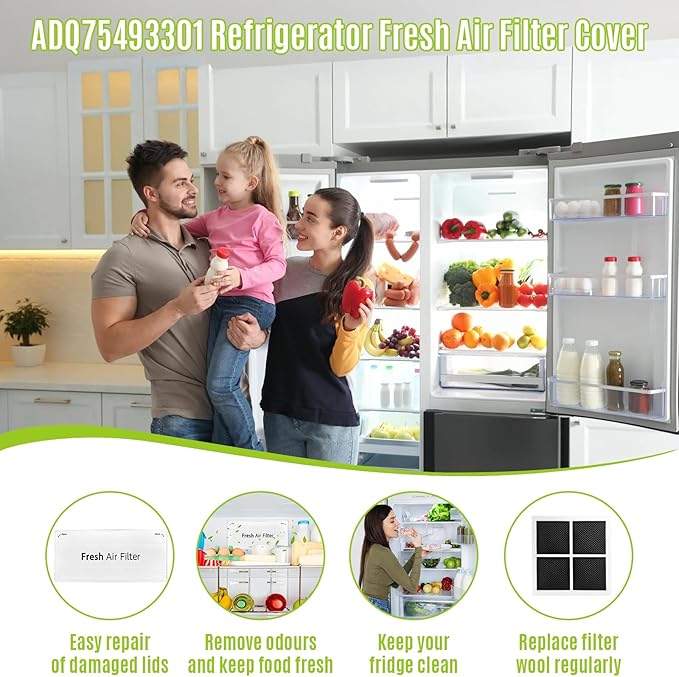 ADQ75493301 Refrigerator Fresh Air Filter Cover Replacement for LG Refrigerator Parts LRMVS3006S, LRMDS3006S, LRMVC2306S, LRMDC2306D, LRMDS3006D LRFVC2406S LFXS26596S LFXS28596S LRFXC2416S