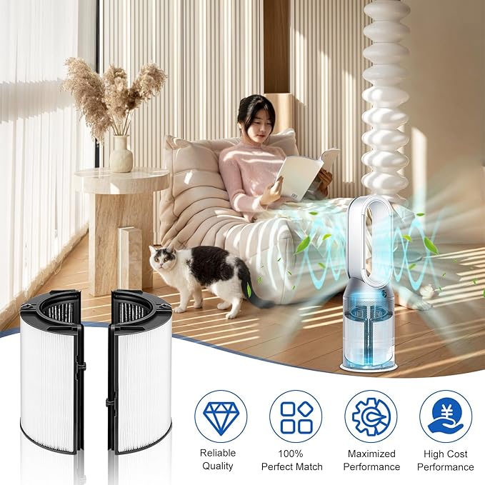 360 Combi Glass HEPA + Carbon Air Purifier Filter Replacement for Dyson TP07 TP10 HP10 TP06 HP06 TP04 HP04 PH02 PH01 PH03 PH04 HP09 TP09 HP07, Air Purifier Filter Replacements for Dyson,2 Pack