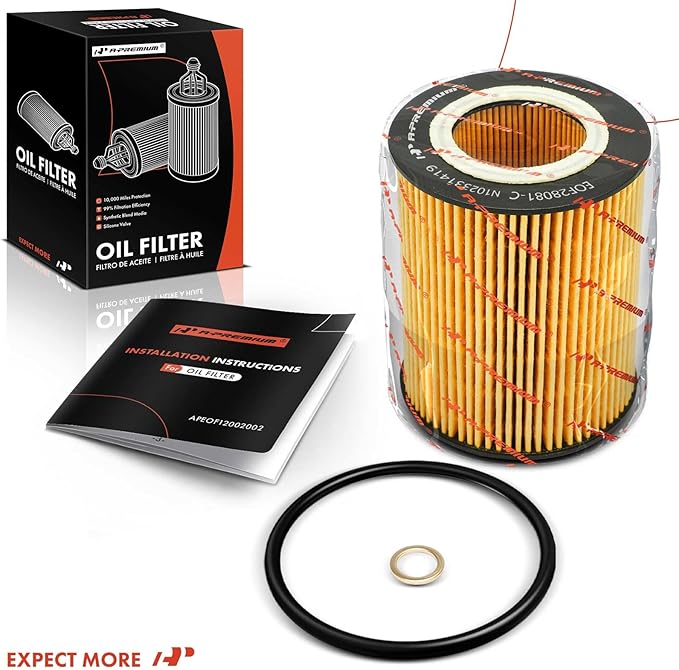 A-Premium 10K Miles Protection Oil Filter Compatible with BMW 320i, 323Ci, 323i, 323is, 325Ci, 325i, 325xi, 328Ci, 328i, 328is, 330Ci, 330i, 330xi, X5, 525i, 525xi, 528i, 530i, 530xi, X3, Z4 & Ford GT