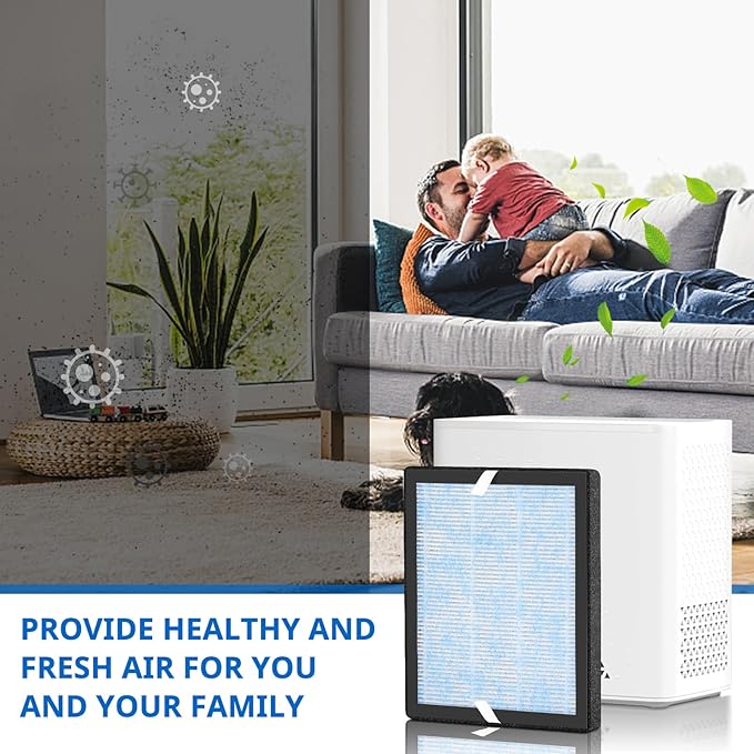 R1 P1801 P1802 HEPA Replacement Filters Compatible with YIOU R1 and Elechomes P1801/ P1802 Air Purifier, 3 Stage Filtration System, 2 Pack