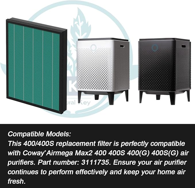 400/400S Filter for coway airmega 400 hepa filter replacement 400S 400(G) 400S(G) Air Purifier, For coway airmega filter Max2 Green, AP-2015-FP, 1 Set