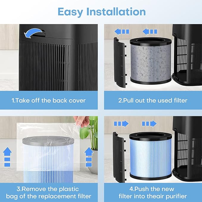 POMORON OFFICIAL MJ002H Replacement Filter, 4-Stage Filtration, High Efficiency HEPA Filter, Activated Carbon, Multi-Layer Filter, FOR MODEL MJ002H Air Purifier, MJ002H-RF(2 Pack)