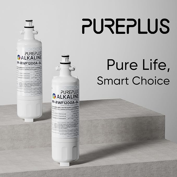 PUREPLUS Alkaline 469690 LT700P Replacement for LG Kenmore Elite 9690, ADQ36006102, ADQ36006101, LFXS30766S, LFX28968ST,LFX31925ST,PL-500,RWF1052, LT120F Refrigerator Water and Air Filter Combo, 2Pack