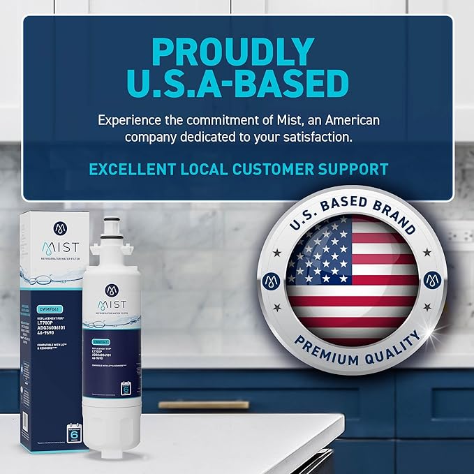 Mist ADQ36006101 Refrigerator Water Filter Replacement for LG LT700P, ADQ36006102, Kenmore 469690, Fridge LFX25978SB – NSF 42 Certified – 2 Pack