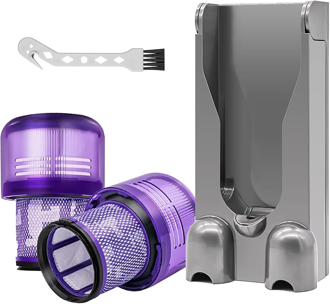 Docking Station & 2 Pack Vacuum Filters Compatible with Dyson V11 Cordless Vacuum Cleaner, Wall Mounted Accessories Holder Bracket & 2 Pack Vacuum Filters Replacement Parts for Dyson V11 Parts