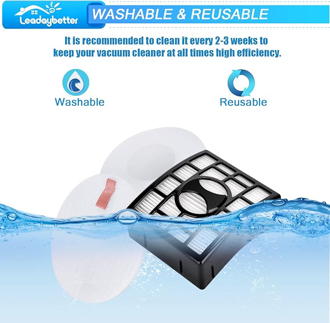 Leadaybetter 2 + 4 Pack Replacement Filters for Shark Rotator DuoClean Powered Lift Away Speed NV680 NV681 NV682 NV683 NV800 NV801 NV803 UV810, Compare to Part # XFF680 &XHF680
