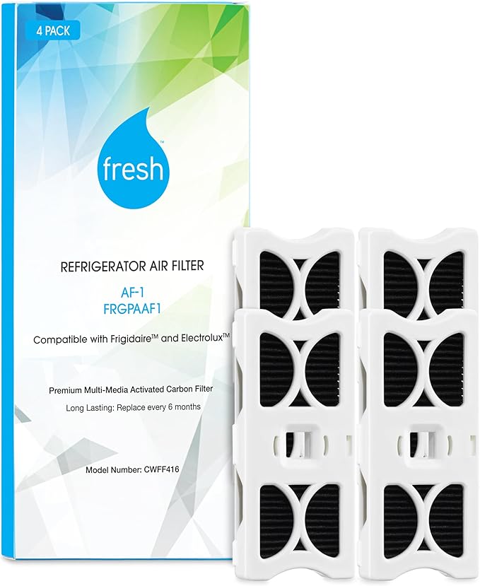 FRESH AF-1 Refrigerator Air Filter Replacement for Frigidaire - Compatible with Models: AF-1, FRGPAAF1, RAF-1 - Advanced Carbon Filter Technology - (4 Pack) Air filter by MIST