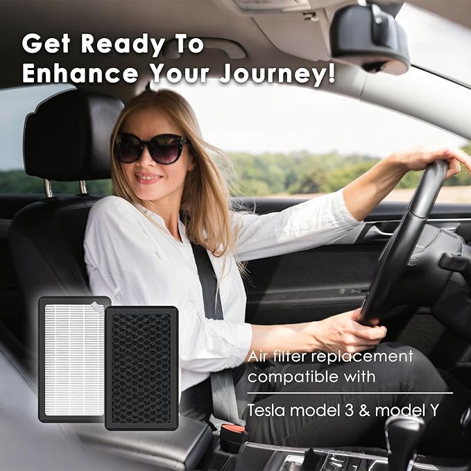 Tesla Model 3 Model Y Air Filter HEPA 2 Pack with Activated Carbon Tesla Cabin Air Filter Replacement (2016-2025)