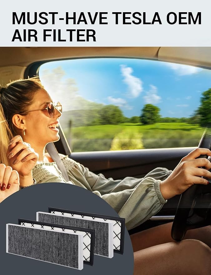 BASENOR 2026 Tesla Model Y Cabin Air Filter HEPA with Activated Carbon (4 Pack), Air Intake Filter Replacement for 2020-2026 Model Y Juniper Refresh Accessories