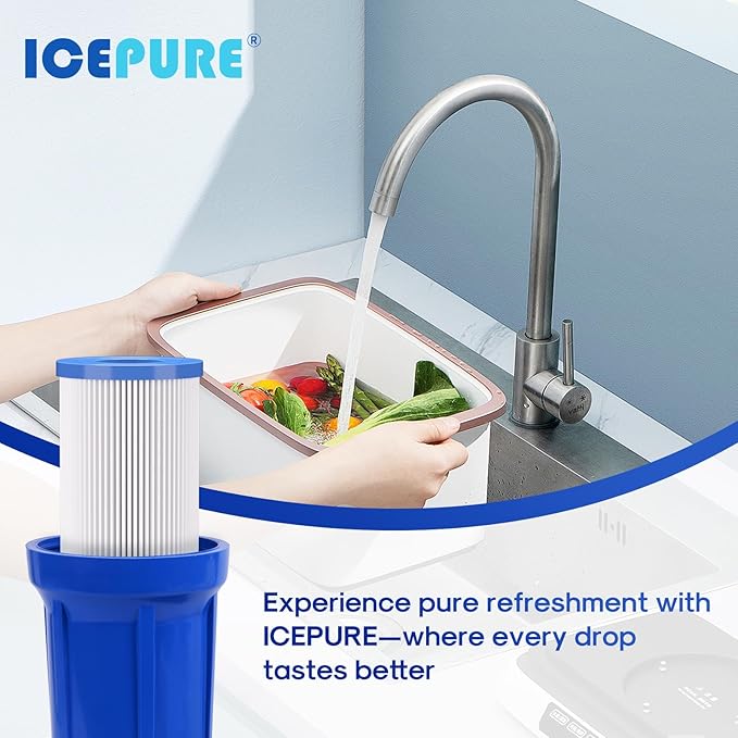 ICEPURE 10 Micron 2.5" x 20" Whole House Pleated Sediment Water Filter Cartridge for Well Water, Replacement for ECP20-20, SPC-25-2020, ECP1-20, ECP5-20, SPC-25-2005, SPC-25-2001, 6PACK