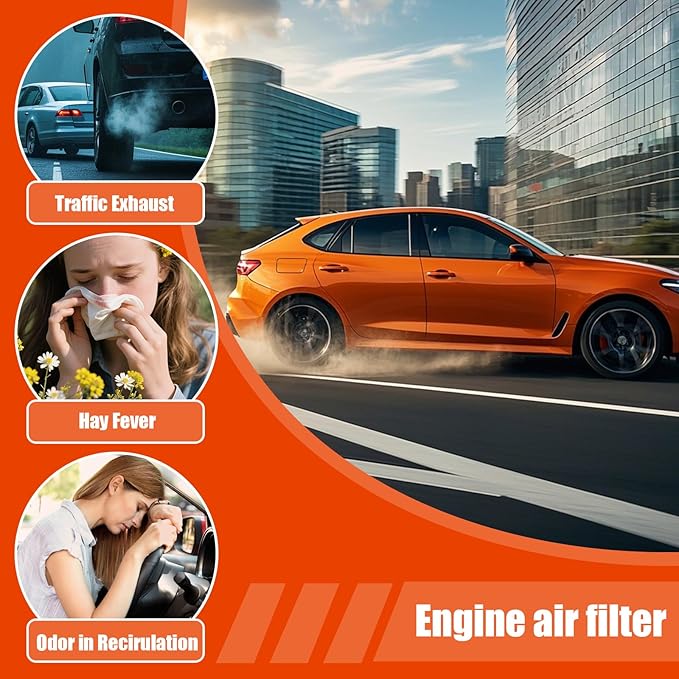 Engine Air Filter Replacement 17801-21060, 87139-0E040 Compatible with Toyota: Prius (2016-2021), Prius C (2012-2019), Prius Prime (2017-2021), Corolla Hybrid LE (2020-2021) OE