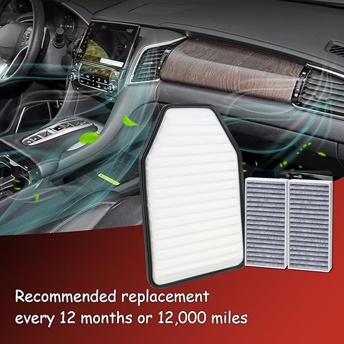 CA10348 Engine Air Filter and CF11777 Cabin Air Filter kit Compatible with 2011-2017 Jeep Wrangler 2018 Wrangler JK 3.6L V6 Replaces 53034018AD 55111302AA