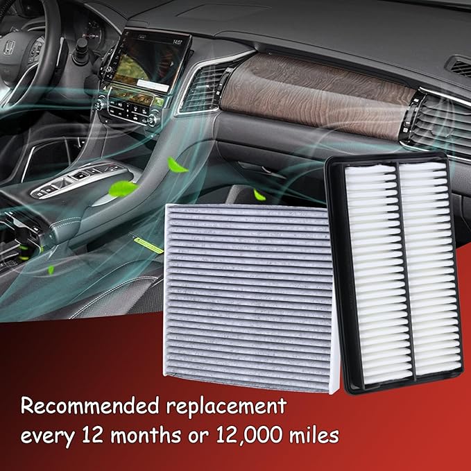 17220-5J6-A10 Engine Air Filter and 80292-SDA-A01 Cabin Air Filter kit Compatible with 2016-2022 Pilot 2019-2025 Passport 2017-2025 Ridgeline 2016-2020 MDX Replaces CA12061 CF10134 80292-SDA-407