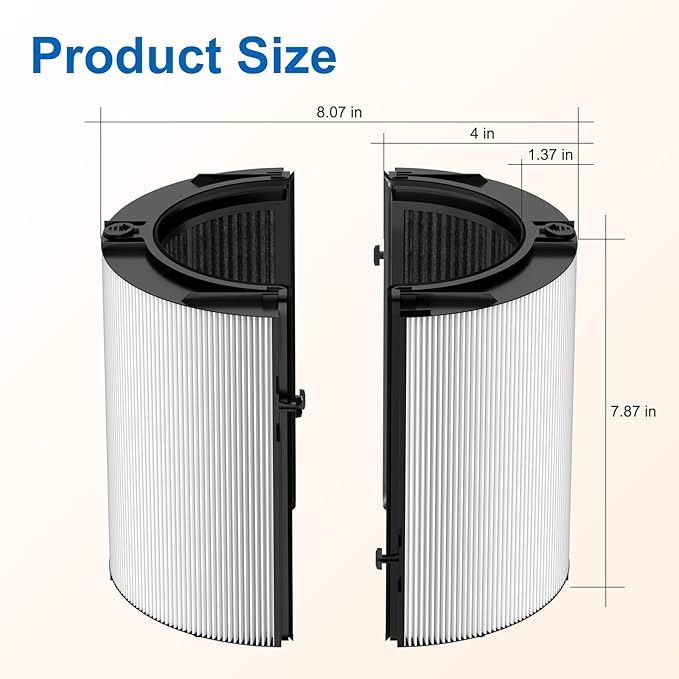 Upgraded 360° Combi 2 in 1 Glass HEPA+Carbon Filter for Dyson HP1 HP2 PC1 PC2 TP04 TP06 TP07 TP09 TP10 TP7A HP04 HP06 HP07 HP09 HP10 HP4A HP7A PH01 PH02 PH03 PH04 PH3A filter replacement, #965432-01