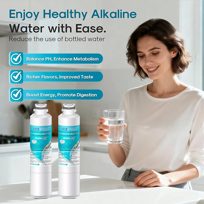 ICEPURE Alkaline DA29-00020B Refrigerator Water Filter Replacement for Samsung HAF-CIN/EXP HAF-CIN, DA29-00020A/B, DA29-00020B-1, 46-9101, RF28HMEDBSR, RF263BEAESR, HDX FMS-2, Enhances PH, 6Pack