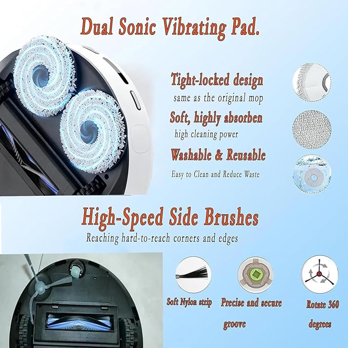 Replacement Parts for Lefant M3 Robot Vacuum Cleaner Accessories kit, 17Pcs 1 Main Brush 4 HEPA Filter 4 Mop Pad 4 Dust Bag 4 Side Brush