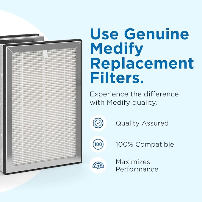 Medify MA-25 Genuine Replacement Filter Set for Allergens, Smoke, Wildfires, Dust, Odors, Pollen, Pet Dander | 3 in 1 with Pre-filter, True HEPA H13 and Activated Carbon for 99.9% Removal | 2-Pack