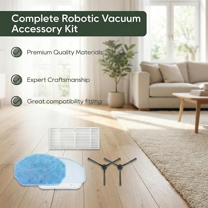 BR150 BR151 BR152 Replacement Parts Compatible for MAMNV/Tuya/XIEBro Life/ZCWA/MANVN, for ROBOEVO G20/ Kilgone G20/MANVINS G20, for iMartine BR153 BR154 Robot Vacuum, 6 Mop Pads, 6 Filters, 10 Brushes