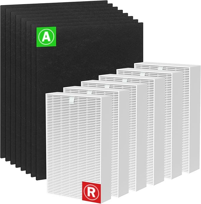 HPA300 True HEPA Filter Compatible with Honeywell HPA300 HPA304 HPA200 HPA3100 HPA3300 HPA5100 HPA5300 and HPA8350 Air Purifier, 6 HEPA Filter R + 8 Pre-filter