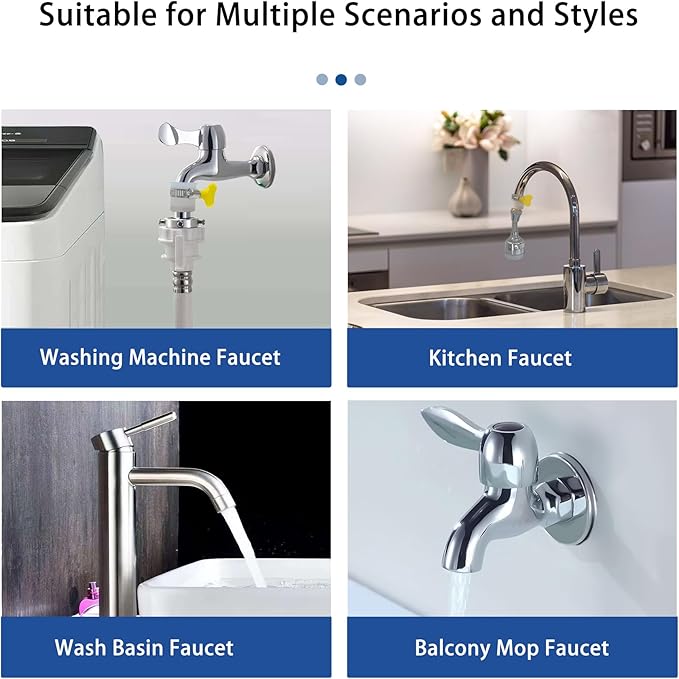 3 Pcs Universal Faucet Adapter, Kitchen Sink Hose Adapter Faucet Connector for Gooseneck Faucets with 13-25mm Outer Diameter, Compatible with Dishwasher, Water Filter(22mm Male Thread)