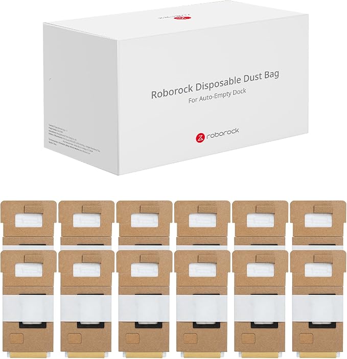 roborock 12 Packs Disposable Dust Bags for S7+ and S7 MaxV Plus Robot Vacuum Cleaner, 1.8L Large Capacity Vacuum Cleaner Dust Bags Replacement Parts