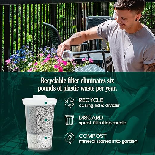 Santevia Glass Water Filtration System – Countertop Filter for Fluoride & Chlorine Removal | Adds Minerals, Balances pH | Home Water Purifier | Fluoride Filter | Alkaline