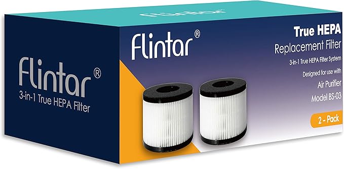 Flintar BS-03 Replacement Filter, Compatible with PARTU and SLEVOO BS-03 HEPA Air Purifier, 2-Pack