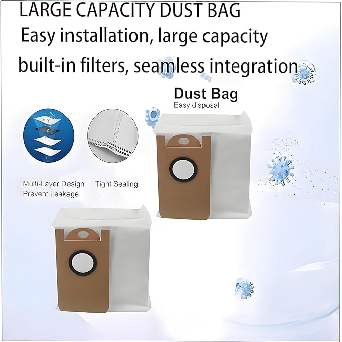 Dust Bags Replacement For Airzeen Q10 Pro Robot Vacuum Cleaner :10 Pack Spare Parts Accessories