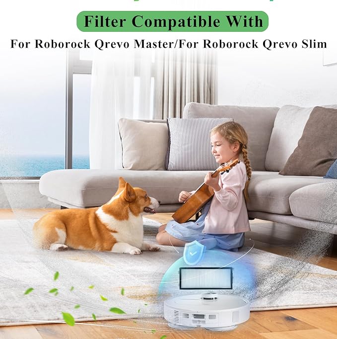 4 Pack Replacement HEPA Filters Compatible with Roborock Qrevo Master, Qrevo Slim,Saros Z70 Robot Vacuum Cleaner, Washable High-Efficiency Vacuum Filters Accessories