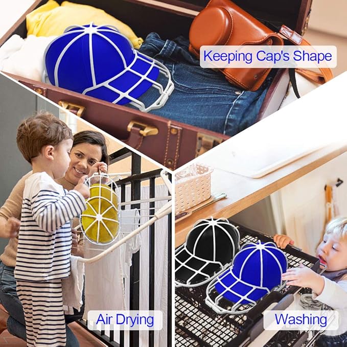 Hat Washer Cage for Washing Machine - Baseball Cap Cleaner Rack, Ball Cap Washing, Dishwasher Safe, Perfect for Cleaning and Protecting Hats in Dishwasher (White and Black 2 Pack with Bags)
