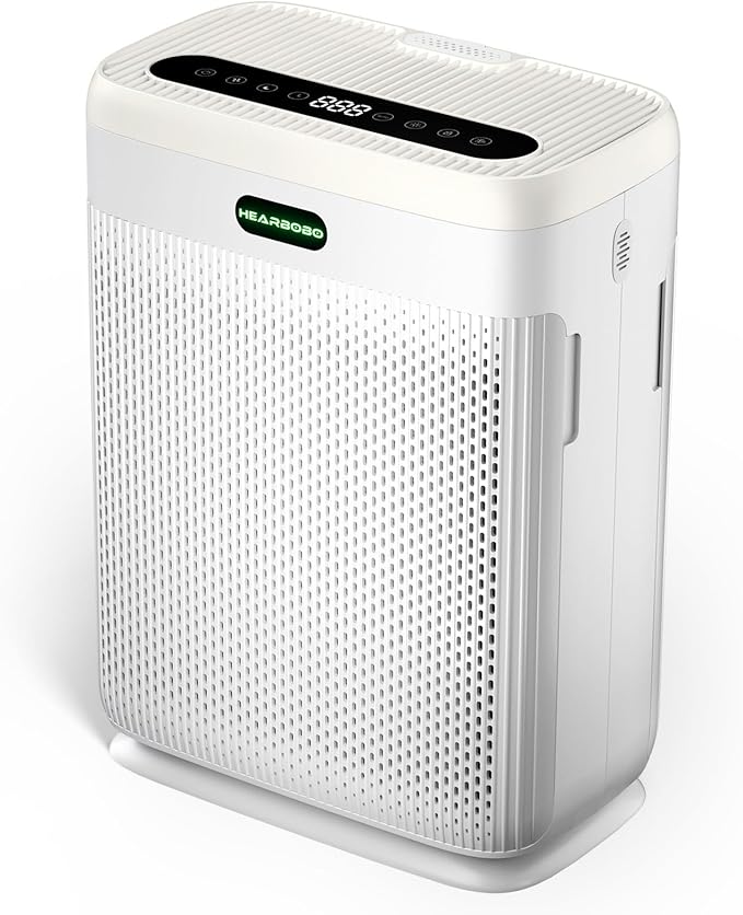 Smart Air Purifiers for Home Large Room up to 2250sq.ft, PM2.5 Air Quality Display, H13 HEPA Air Purifier for Home Pets,Hearbobo HEPA Double-Sided 8X Filters, Auto Mode Air Cleaner with Aromatherapy