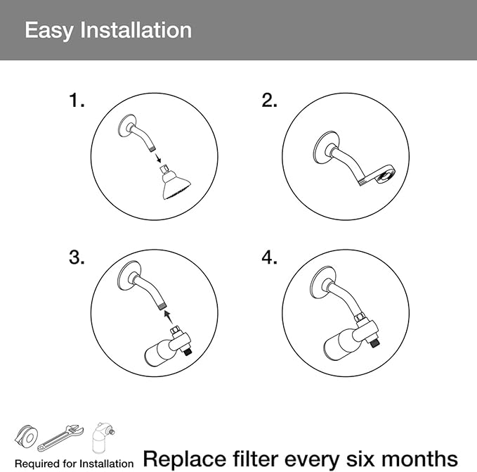 KOHLER R24612-CP Aquifer Filtered Shower Head Attachment, Filtration System Attaches to Most Existing Shower Heads, Reduces Chlorine, Odor, and Controls Scale, Polished Chrome