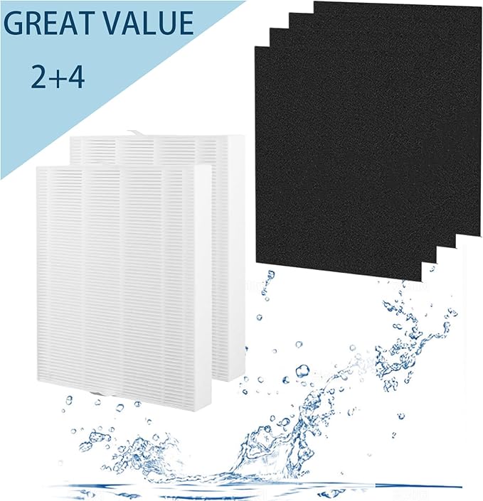 AP-1216-FP Replacement Filter for Coway AP-1216L Air Purifier | Cptures Dust, Smoke, Pet Dander - Used for Home 2 Packs HEPA and 4 Packs Activated Carbon Filter